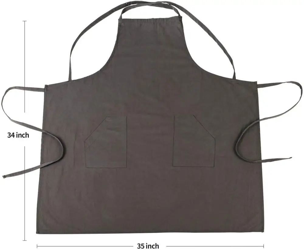 100% Cotton Apron With Pockets Cooking kitchen Aprons for Women Men Restaurant Cafe Work Uniform Smocks Custom Logo