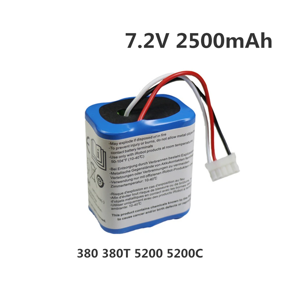 Аккумулятор 7,2 V 2500mAh для iRobot Roomba Braava 380 380T Mint 5200c Ni-MH 2500mAh 2.5Ah 7,2 v перезаряжаемый аккумулятор 1 шт