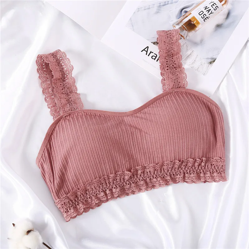 Pink Сексуальный кружевной бюстгальтер без косточек, мягкий укороченный топ, беспроводные бюстгальтеры для женщин, нижнее белье с подкладкой, женское нижнее белье, сексуальные топы, бюстгальтер, 5 цветов, бюстгальтер - Цвет: Pink