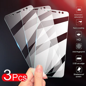

3Pcs Full Cover Protective Glass On For Samsung Galaxy A6 A8 J4 J6 Plus A7 A9 J2 J7 J8 2018 Tempered Glass Screen Protector Film