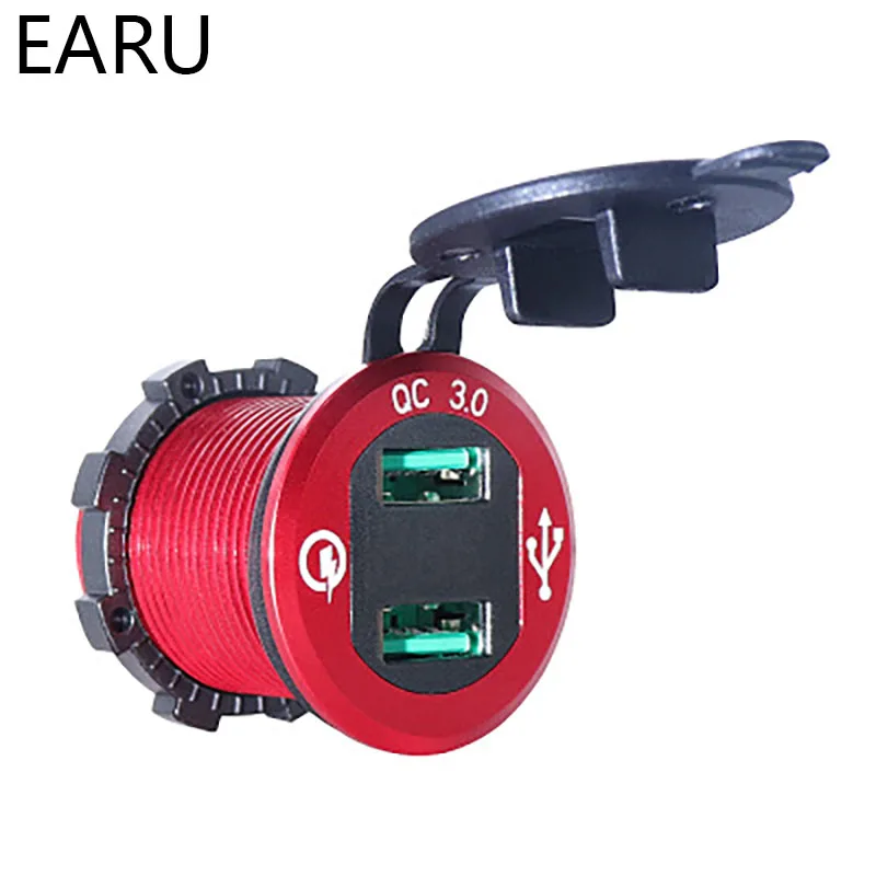QC3.0 автомобильный мотоцикл Usb Автомобильное зарядное устройство измеритель напряжения вольтметр быстрое зарядное устройство для смартфонов мобильный телефон автомобильная зарядка