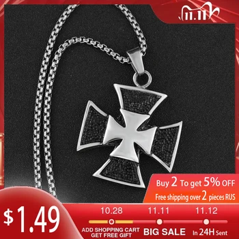 

New Trendy Celtic Cross Shape Pendant Necklace Men's Necklace Fashion Metal Sliding Cross Pendant Accessories Party Jewelry