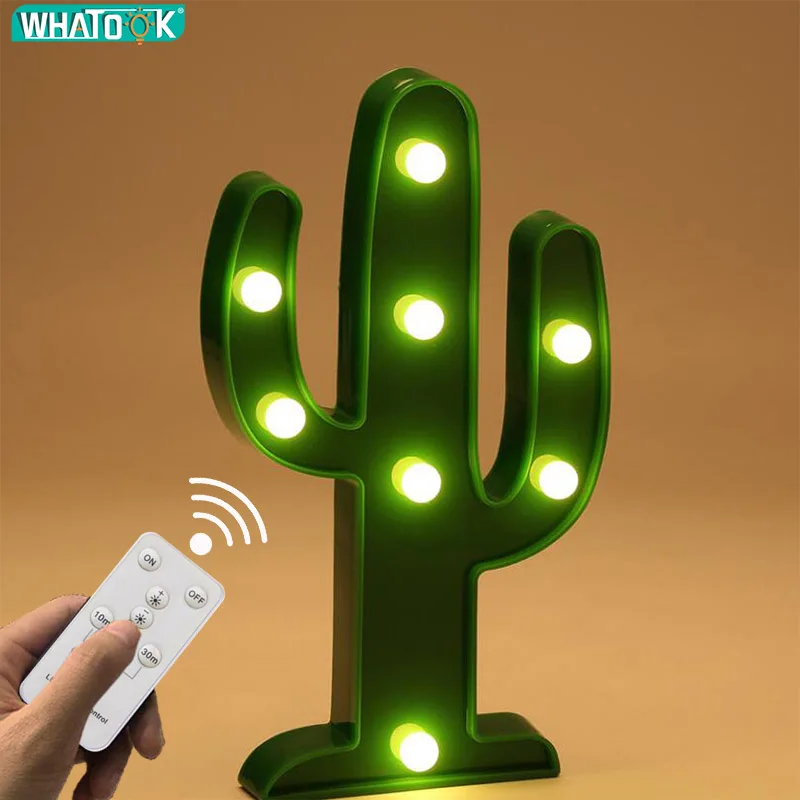 Cactus Светодиодный ночник 3D настольная лампа Настенный светильник мультфильм Единорог/Фламинго/Кактус/ананас Luminaria декор для домашнего стола Дети Детские подарки - Испускаемый цвет: Cactus