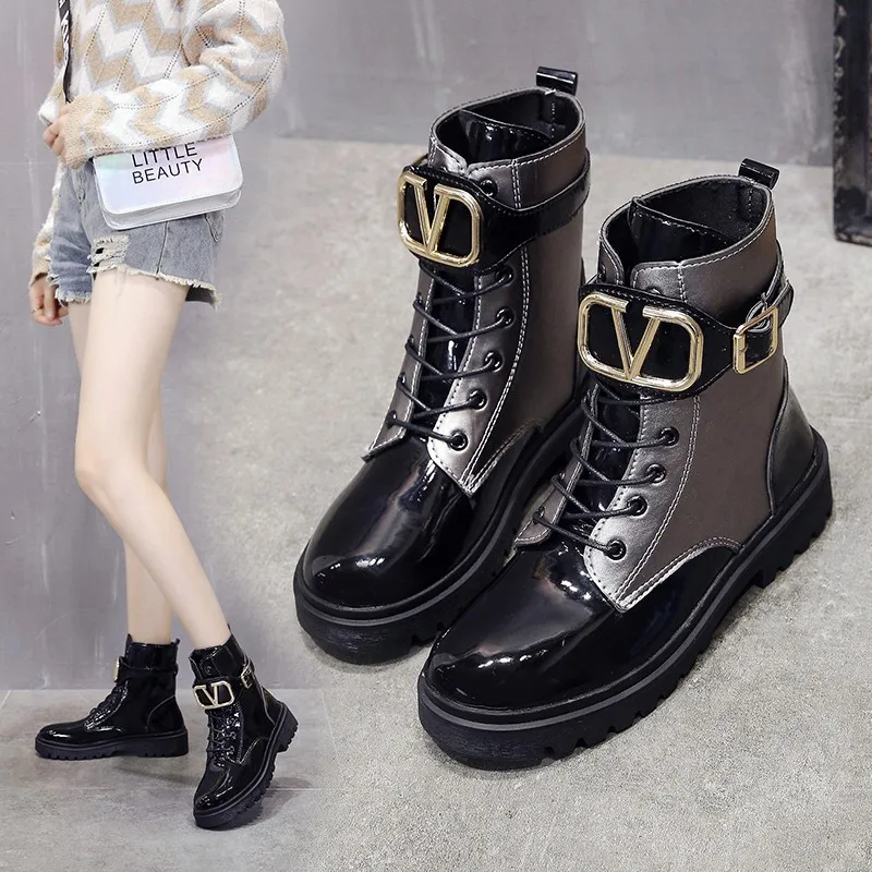 

2019 New shoes woman Winter Martin Boots Women Leather Motorcycle Cowboy Platform Boots Punk Combat Ankle Boots ladies Shoe