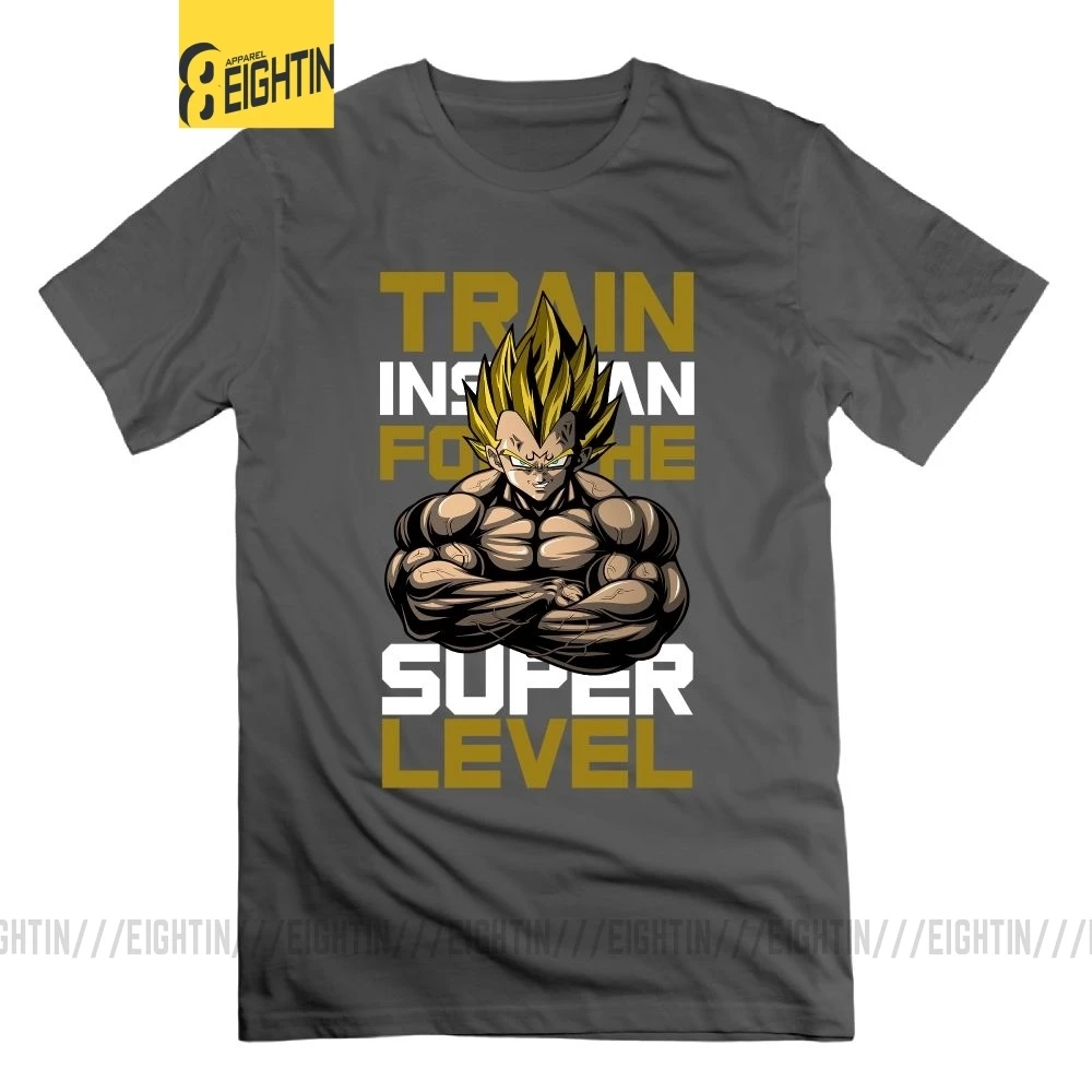 Футболка Train Insane for the Super Level Dragon Ball Z, футболка для поднятия веса, футболка с круглым вырезом, Мужская футболка для тяжелой атлетики, новинка, футболки - Цвет: Серый