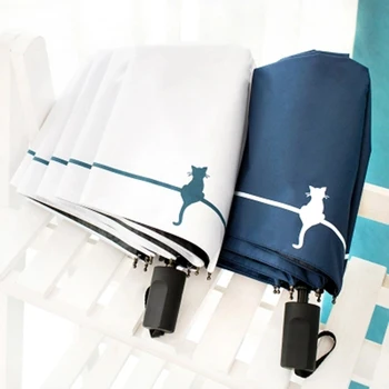 

Cat Anti UV Umbrella Rain Women Floding Cute Top Art Umbrella Men Windproof Arts Guarda Sun Rain Umbrellas Artshade QZH064