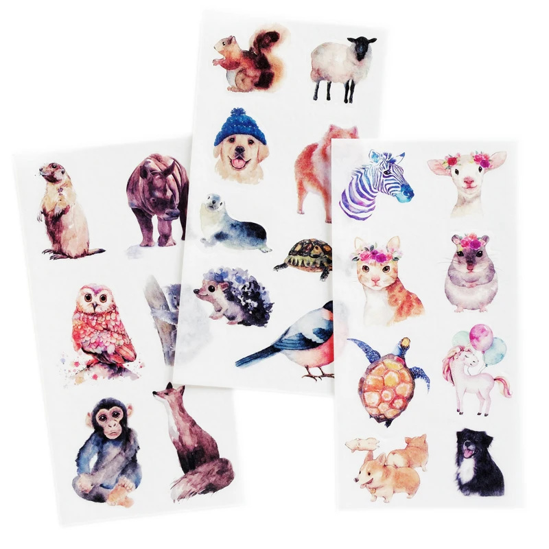 6 листов Зоопарк Животные Собака Кошка декоративный чемодан бумажный стикер Клейкая наклейка этикетка
