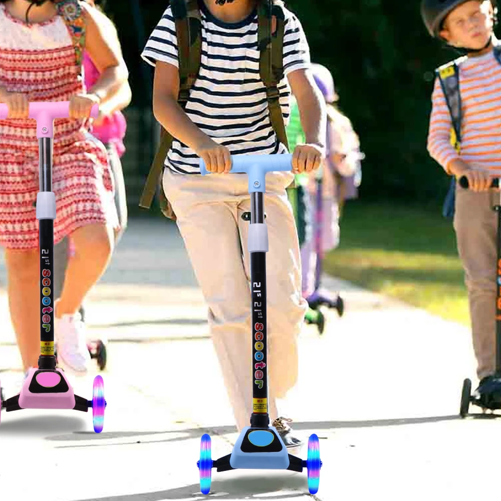 ChildrenS Scooter Kick empujar chico T Bar 3 LED rueda ajustable Scooters chico s Regalo de Cumpleaños divertido deporte juguete Scooter para trucos
