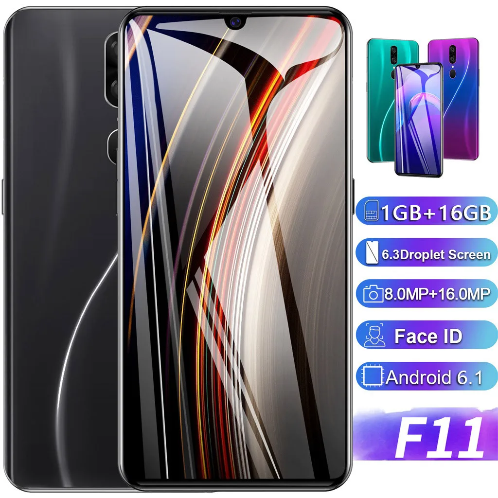 

Smartphone Wholesale F11 Quad Core 6.3inch HD Camera Android 6.1 1G+16G GPS 3G Call Mobile Phone UK best gift best gift 2020