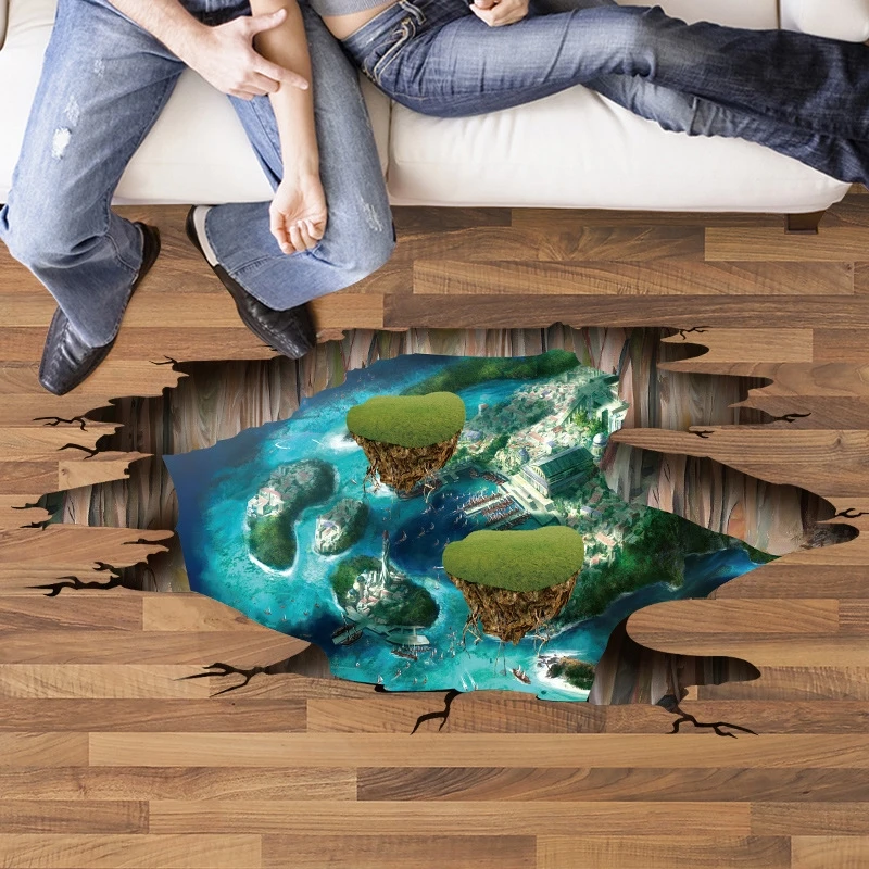 3D broken plant stream wall wall stickers home decor living room bedroom floor decals mural Removable decorative material