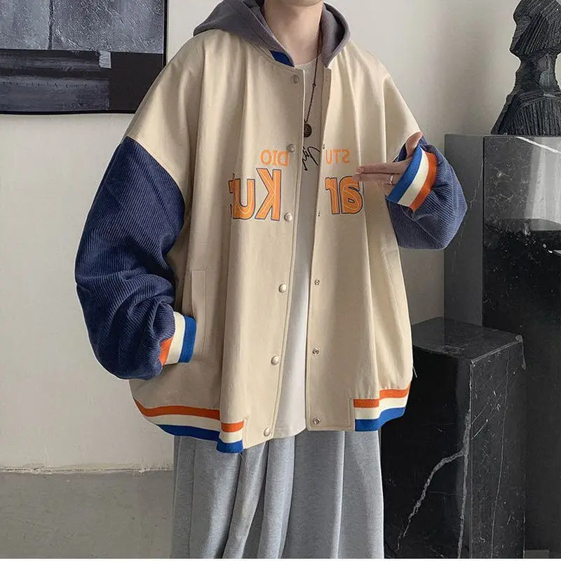 

New 2022SS jacket men women Preppy young stitching letter printing Oversized trend Harajuku Bomber lovers outfit unisex coats