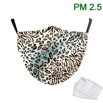

Leopard Print Fabric Masks Washable Reusable Pm 2.5 Filter Mouth Muffle Fashional Adult Cosplay Outdoor Dustproof Air Purify