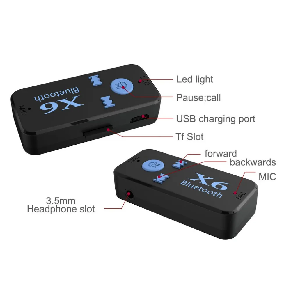 Автомобильный Bluetooth X6 музыкальный приемник адаптер 3,5 мм разъем беспроводной громкой связи автомобильный комплект с TF кард-ридером функция дропшиппинг