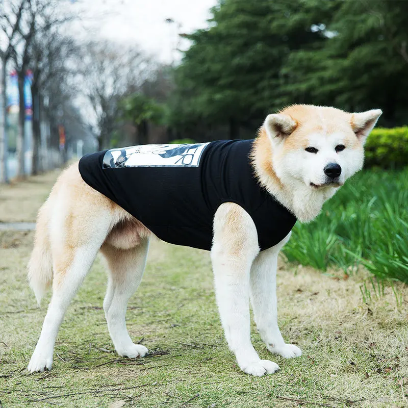 Printed Big Dog I-shaped Vest Medium Large Dog Clothes Golden Retriever Satsuma Pet Feet Spring And Summer Thin Supplies