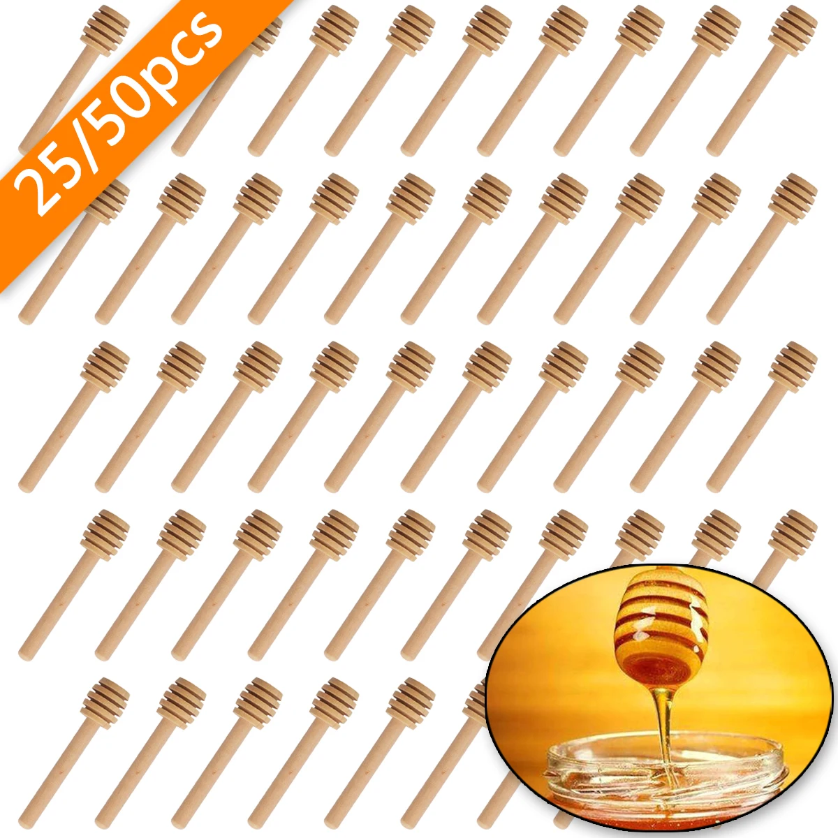 8cm Mini Wooden Honey Stir Bar Small Wood Dipper Stick Mixing Spoon Drizzler Honey Stirrer  Drizzle Jar Dispenser Server