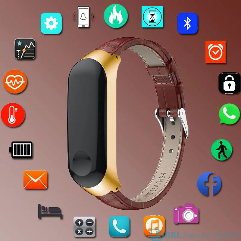 

Genuine Leather Smart Watch Men Women For Android IOS Smartwatch Electronics Smart Clock Sport Fitness Tracker Hours Smart-watch