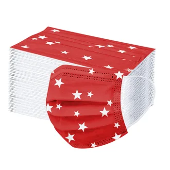 

10/20/30/50pc Disposable Face Mask For Adult Fashion Five-pointed Star Blue Printing Masque Three-layer Breathable Mascarillas