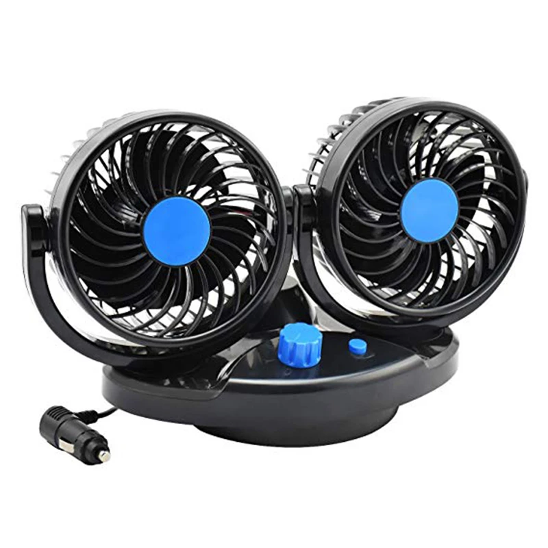 

Car Mini Cooling Automatic Swinging Rotary Fan Double Head Electric Fan Instrument Panel Ventilation Fan
