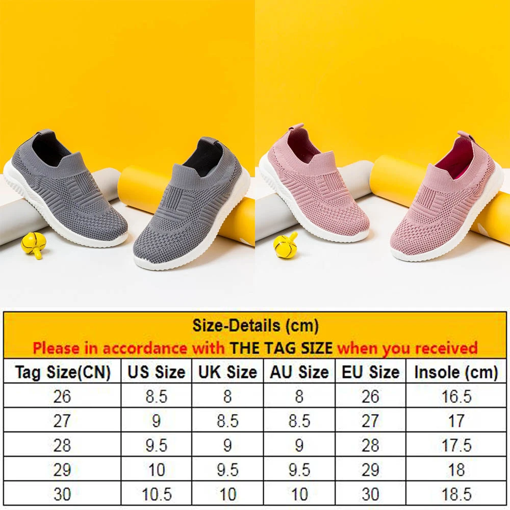 Дышащая Спортивная обувь flyknit для детей от 2 до 6 лет, детская обувь для бега, серый/розовый цвет, без шнуровки, детская повседневная обувь для мальчиков и девочек, D30
