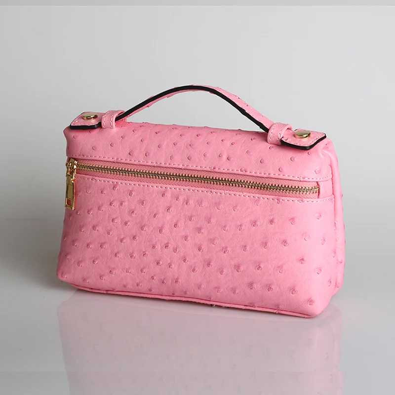 XMESSUN модная дизайнерская сумка из кожи страуса, переносная сумка-клатч, дамская сумочка, сумочка, косметичка, трендовая сумка - Цвет: Ostrich Pink (L)
