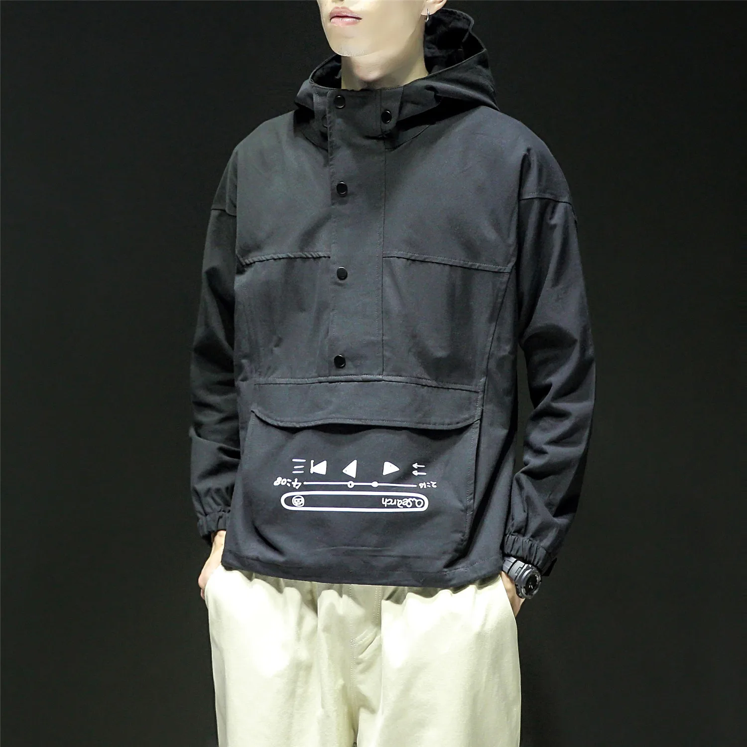 Privathinker, мужские японские куртки с капюшоном, мужские осенние, хип-хоп Уличная одежда, желтое черное пальто, куртка, Мужская коллаж, новая одежда - Цвет: Black(AsianSize)