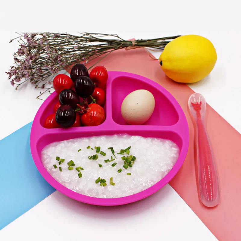 Детская силиконовая обеденная тарелка BPA бесплатно прекрасная улыбка лицо обеденная посуда кухонные фруктовые блюда Дети Кормление тарелки и миски