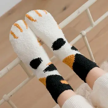 

Kawaii 3D Unisex Coral fleece Socks Cute Cats Claws Short Socks Cartoon Funny Animal Paw Socks Women Zebra Tiger Cat Paw HOT
