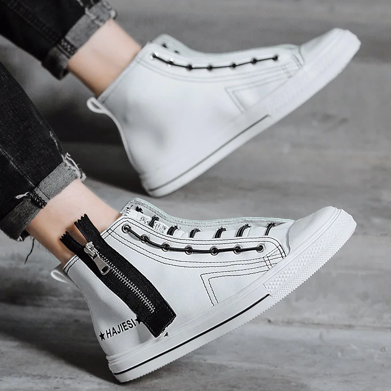 

2019 Autumn New Style Hight-top Shoes Men's Zipper Korean-style Trend Versatile High-top Board Shoe Cool MEN'S SHOES