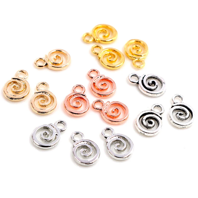 11x8mm 30pcs Antique Silver Plated KC Gold Colors Rhodium Swirl Handmade Charms Pendant:DIY for bracelet necklace