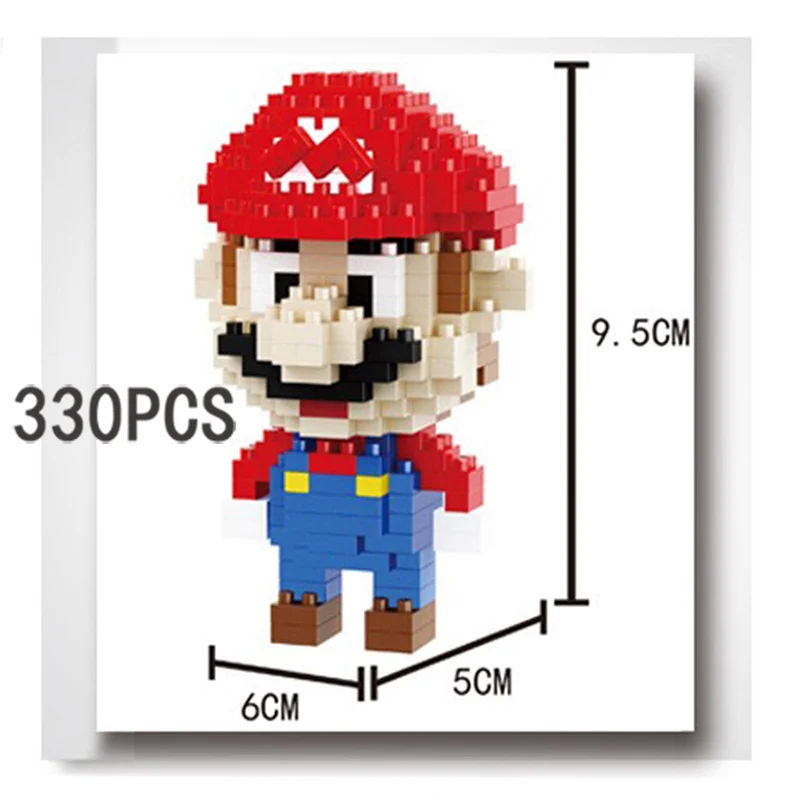 330 шт. Super Mario Bros Луиджи Йоши Toad Wario Koopa модель строительные блоки Развивающие кирпичные игрушки для детей рождественские подарки - Цвет: 330PCS Mario
