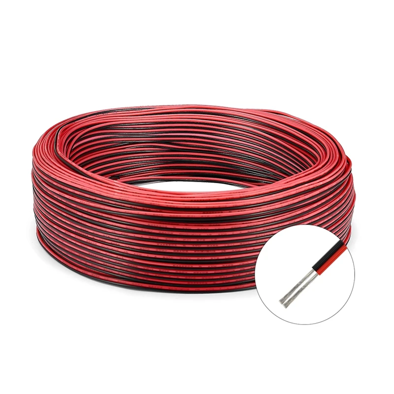 200m Electrical Wire Tinned Copper 2 Pin 22AWG Insulated Extension LED Strip Cable Red Black Wire Electric Extend Cord For Light