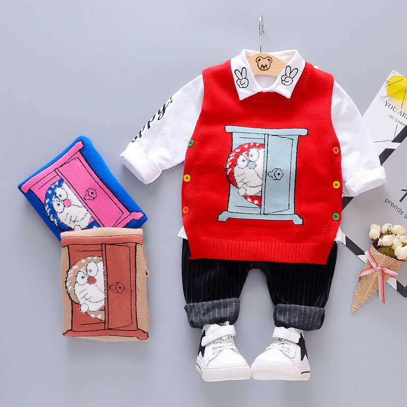 

Childrenswear BOY'S Spring New Style Kids' Sweater Three-piece Set 1-3-Year-Old BABY'S Shirt Three-piece Set Korean-style Fashio