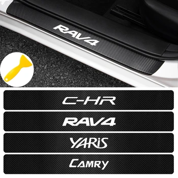 

Car styling 4Pcs Car Carbon Fiber Bumper Protective Stickers For Toyota camry c-hr corolla rav4 yaris prius Emblem Accessories