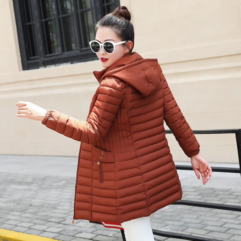 

2019 Winter New Style Cotton-padded Clothes Women's Mid-length Large Size Cotton-padded Jacket Slim Fit Slimming Detachable Hat