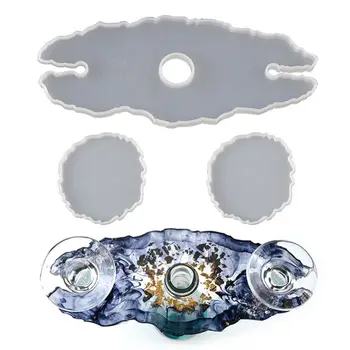 

3Pcs Wine Glass Rack Epoxy Resin Mold Bottle Shelf Storage Coaster Resin Mould Q0KE
