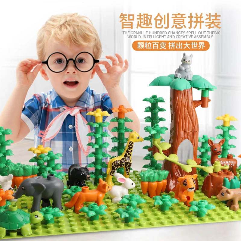Gorock Animal Zoo Big Size Building Block Brick Set Dinosaur Elephant Model Figures Compatible With all brand big block | Игрушки и