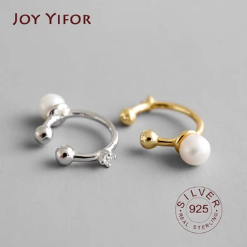 

925 Sterling Silver Hoop Earrings Minimal Geometric Baroque Irregular Freshwater Pearls Hoops for Women Fine Jewelry