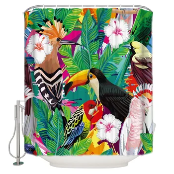 

Tropical Plants Toucan Shower Curtain Bathroom Curtain Polyester Fabric Bath Curtain Washable Home Bath Decor