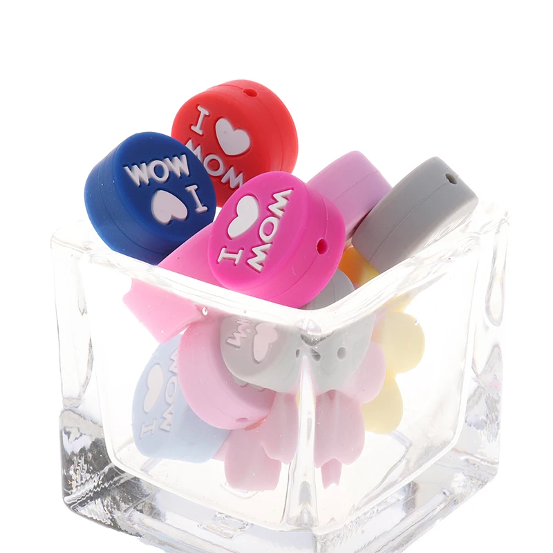 Fkisbox 5pc Rodent Silicone Unicorn Baby Teether Beads Flower Mordedor BPA Free Infant Chewing Teething Necklace Bunny Cloud Fox