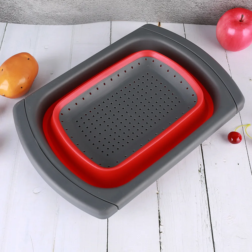 

Kitchen Tools Square Retractable Foldable Filter Basket Plastic Fruit Basket Washing Basin Tool Wash Dish Useful Product