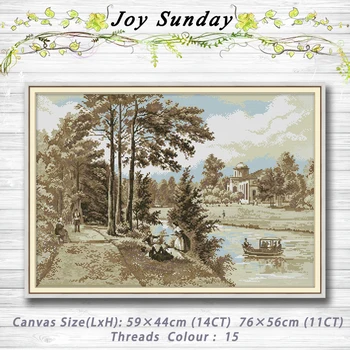 

The river on a boat scenery decor painting dmc 14CT 11CT counted cross stitch kits embroidery sets Needlework Sets Home decor