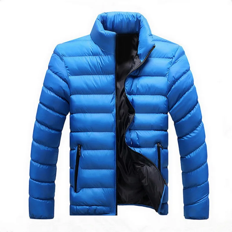 

Stand Collar Patchwork Winter Jacket Casual Men Jacket Warm Outwear Parka Male Plus Size Coat Pockets veste homme hiver 4XL