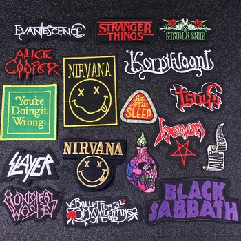 

Nirvana Band Patch DIY Embroidered Patches for Clothing Iron On Patches Hippie Negro Patch Name On Clothes Applique Biker Badges