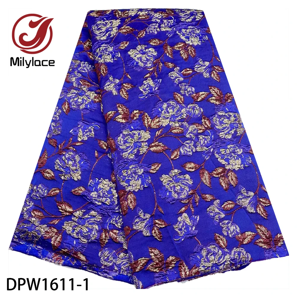 Синяя парчовая кружевная ткань африканская жаккардовая Высококачественная