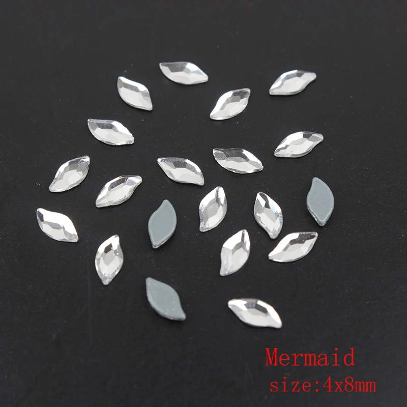 Mermaid 4x8mm Shinny 144 шт кристально чистый камень мульти-формы класса ААА высокого качества горячей фиксации/клей на горный хрусталь для 3D художественное оформление ногтей - Цвет: Mermaid 4x8mm