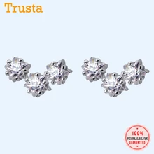 Trusta модные 925 пробы серебряные CZ серьги-гвоздики с блестящим камнем для женщин и девочек милые серебряные 925 ювелирные изделия оптом DS1552