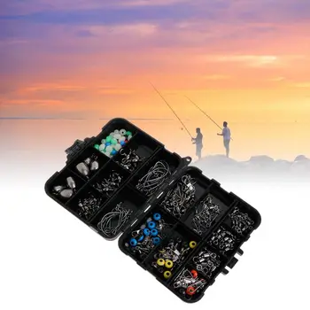 

160 Pcs Fishing Tackle Box Kit Swivels Snaps Sinker Weights Hooks Bead Accessory
