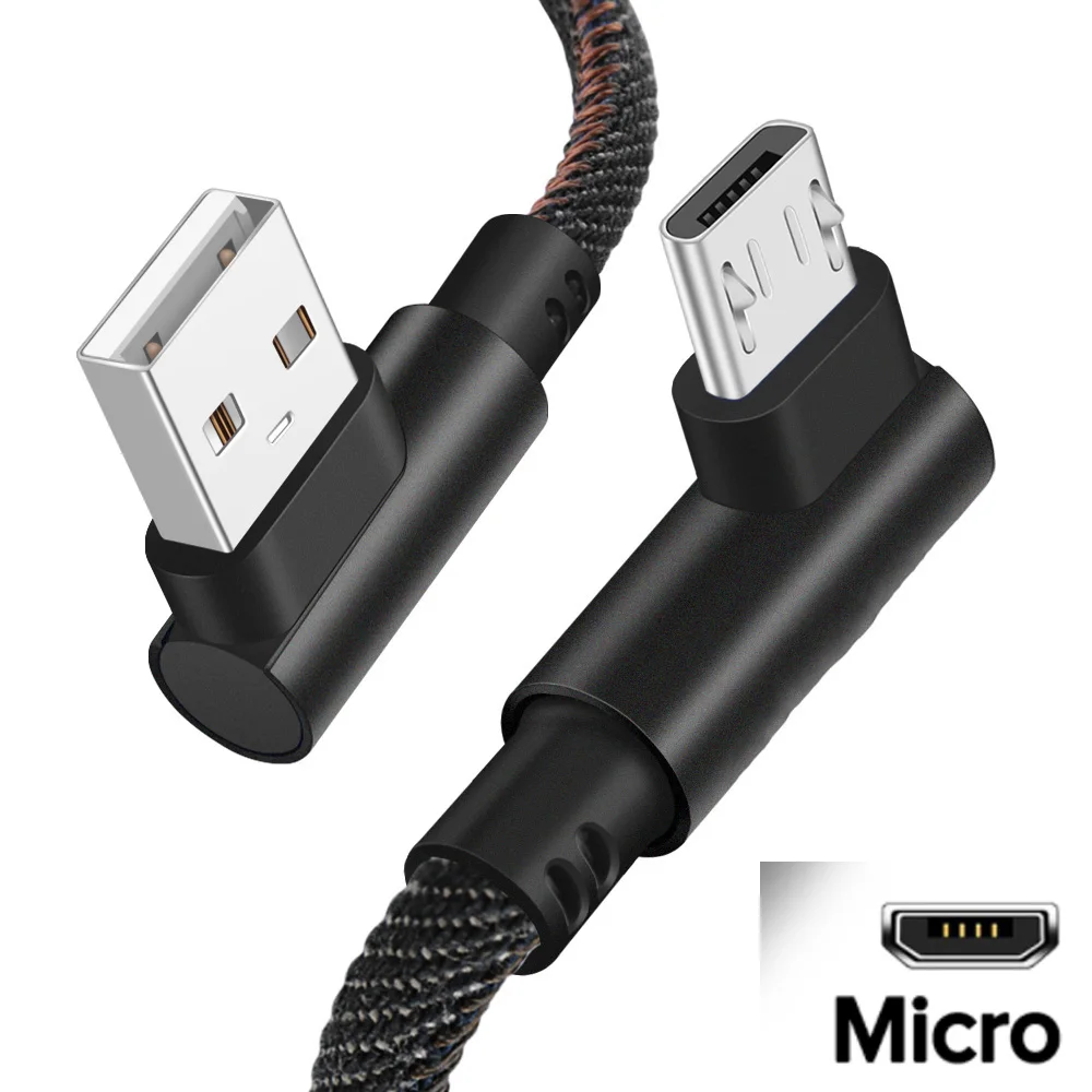 USB Type C 90 Degree 2.4A Fast Charging Type-c Data Cord usb-c For Samsung S21 Xiaomi Huawei P50 Android Phone Micro USB cable iphone hdmi to tv Cables