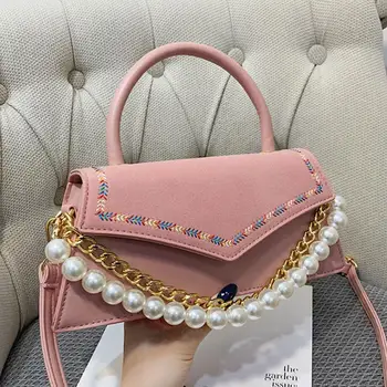 

Sweet Lady Pearl Tote bag 2020 Fashion New High quality Matte PU Leather Women's Designer Handbag Vintage Shoulder Messenger Bag