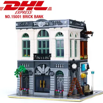 

DHL 15001 Compatible 10251 city series Brick Bank Set Building Bricks Block Street View Set Kids Toy Christmas Gift